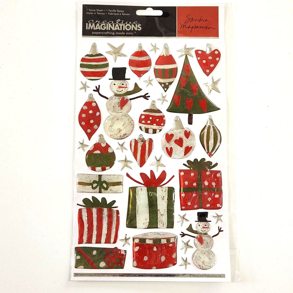 Christmas Snowman/Tree/Ornaments Scrapbook Bubble Stickers Creative Imaginations
